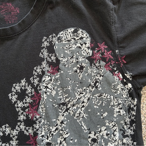 Y2K Grunge Black & Red Graphic Mens Tshirt - Picture 5 of 6